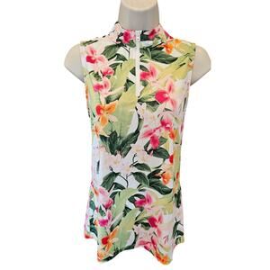 Tommy Bahama Tennis Golf Floral  Sleeveless Polo M upf protect performance top